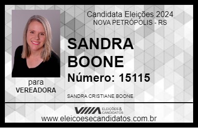 Candidato SANDRA BOONE 2024 - NOVA PETRÓPOLIS - Eleições