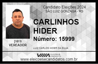 Candidato CARLINHOS HIDER 2024 - SÃO LUIZ GONZAGA - Eleições