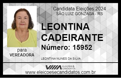 Candidato LEONTINA CADEIRANTE 2024 - SÃO LUIZ GONZAGA - Eleições