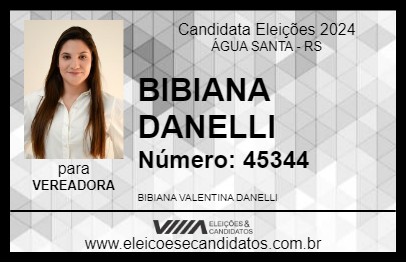 Candidato BIBIANA DANELLI 2024 - ÁGUA SANTA - Eleições