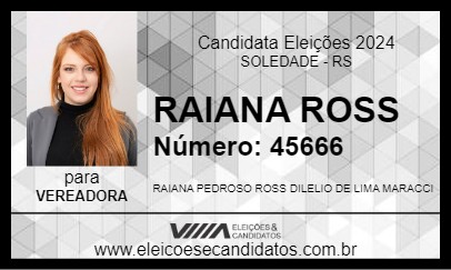 Candidato RAIANA ROSS 2024 - SOLEDADE - Eleições