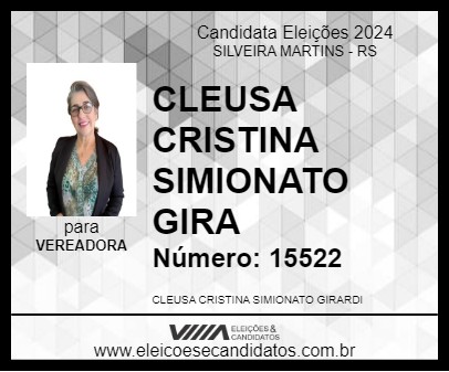 Candidato CLEUSA CRISTINA SIMIONATO GIRA 2024 - SILVEIRA MARTINS - Eleições