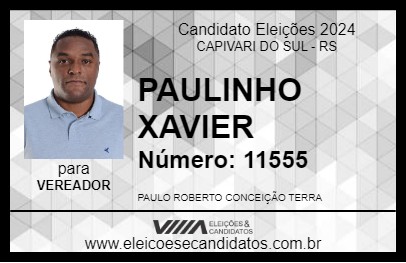 Candidato PAULINHO XAVIER 2024 - CAPIVARI DO SUL - Eleições