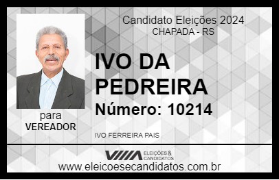 Candidato IVO DA PEDREIRA 2024 - CHAPADA - Eleições