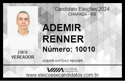 Candidato ADEMIR RENNER 2024 - CHAPADA - Eleições