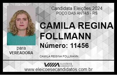 Candidato CAMILA REGINA FOLLMANN 2024 - POÇO DAS ANTAS - Eleições