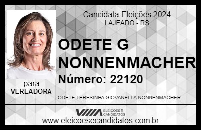 Candidato ODETE G NONNENMACHER 2024 - LAJEADO - Eleições