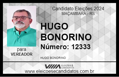 Candidato HUGO BONORINO 2024 - MAÇAMBARÁ - Eleições