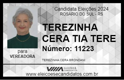 Candidato TEREZINHA CERA TIA TERE 2024 - ROSÁRIO DO SUL - Eleições