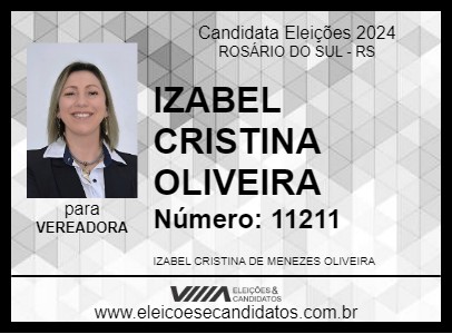 Candidato IZABEL CRISTINA OLIVEIRA 2024 - ROSÁRIO DO SUL - Eleições