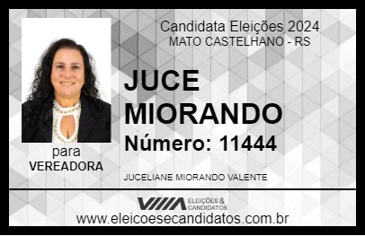 Candidato JUCE MIORANDO 2024 - MATO CASTELHANO - Eleições