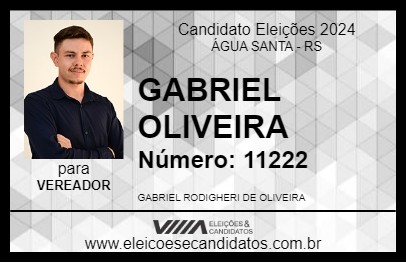 Candidato GABRIEL OLIVEIRA 2024 - ÁGUA SANTA - Eleições