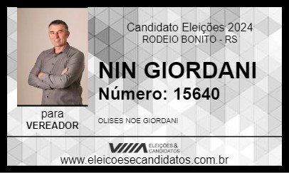 Candidato NIN GIORDANI 2024 - RODEIO BONITO - Eleições