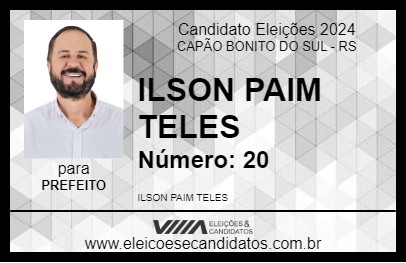 Candidato ILSON PAIM TELES 2024 - CAPÃO BONITO DO SUL - Eleições