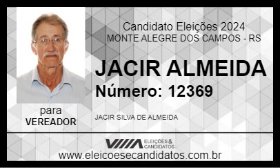 Candidato JACIR ALMEIDA 2024 - MONTE ALEGRE DOS CAMPOS - Eleições