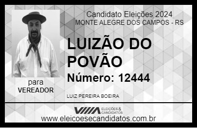 Candidato LUIZÃO DO POVÃO 2024 - MONTE ALEGRE DOS CAMPOS - Eleições