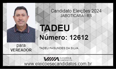 Candidato TADEU 2024 - JABOTICABA - Eleições