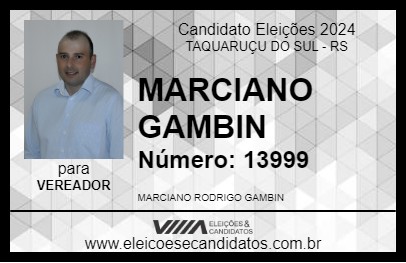 Candidato MARCIANO GAMBIN 2024 - TAQUARUÇU DO SUL - Eleições