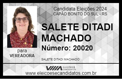 Candidato SALETE DITADI MACHADO 2024 - CAPÃO BONITO DO SUL - Eleições