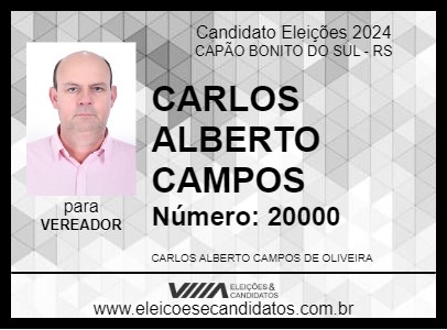 Candidato CARLOS ALBERTO CAMPOS 2024 - CAPÃO BONITO DO SUL - Eleições