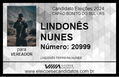 Candidato LINDONÊS NUNES 2024 - CAPÃO BONITO DO SUL - Eleições