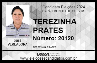 Candidato TEREZINHA PRATES 2024 - CAPÃO BONITO DO SUL - Eleições