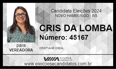 Candidato CRIS DA LOMBA 2024 - NOVO HAMBURGO - Eleições