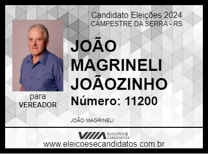 Candidato JOÃO MAGRINELI JOÃOZINHO 2024 - CAMPESTRE DA SERRA - Eleições