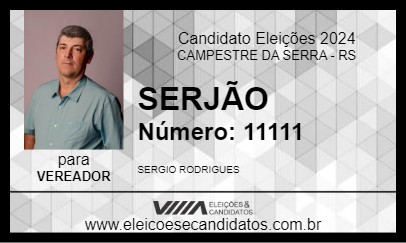 Candidato SERJÃO 2024 - CAMPESTRE DA SERRA - Eleições