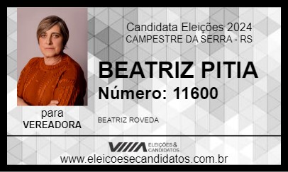 Candidato BEATRIZ PITIA 2024 - CAMPESTRE DA SERRA - Eleições