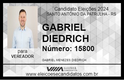 Candidato GABRIEL DIEDRICH 2024 - SANTO ANTÔNIO DA PATRULHA - Eleições