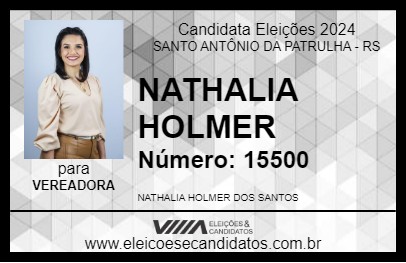 Candidato NATHALIA HOLMER 2024 - SANTO ANTÔNIO DA PATRULHA - Eleições