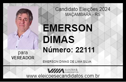 Candidato EMERSON DIMAS 2024 - MAÇAMBARÁ - Eleições