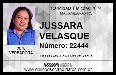 Candidato JUSSARA VELASQUE 2024 - MAÇAMBARÁ - Eleições