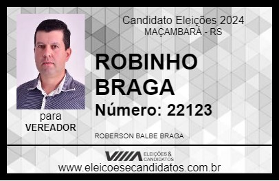 Candidato ROBINHO BRAGA 2024 - MAÇAMBARÁ - Eleições