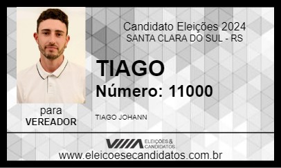 Candidato TIAGO 2024 - SANTA CLARA DO SUL - Eleições