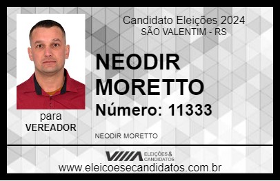 Candidato NEODIR MORETTO 2024 - SÃO VALENTIM - Eleições