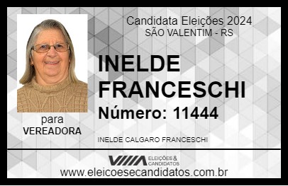 Candidato INELDE FRANCESCHI 2024 - SÃO VALENTIM - Eleições