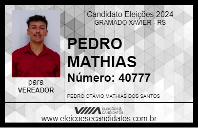 Candidato PEDRO MATHIAS 2024 - GRAMADO XAVIER - Eleições