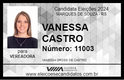 Candidato VANESSA CASTRO 2024 - MARQUES DE SOUZA - Eleições