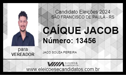 Candidato CAÍQUE JACOB 2024 - SÃO FRANCISCO DE PAULA - Eleições