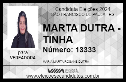 Candidato MARTA DUTRA - TINHA 2024 - SÃO FRANCISCO DE PAULA - Eleições