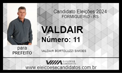 Candidato VALDAIR 2024 - FORMIGUEIRO - Eleições