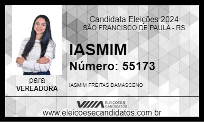 Candidato IASMIM 2024 - SÃO FRANCISCO DE PAULA - Eleições