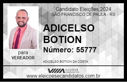 Candidato ADICELSO BOTION 2024 - SÃO FRANCISCO DE PAULA - Eleições