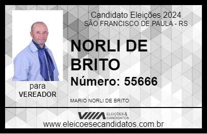 Candidato NORLI DE BRITO 2024 - SÃO FRANCISCO DE PAULA - Eleições