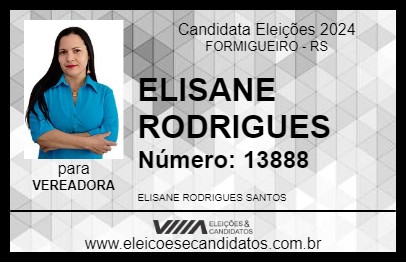 Candidato ELISANE RODRIGUES 2024 - FORMIGUEIRO - Eleições