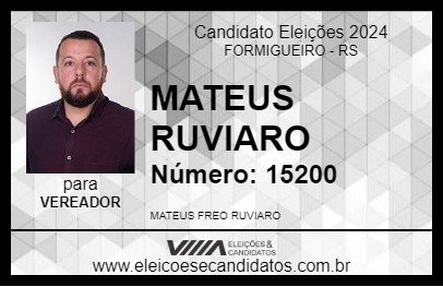 Candidato MATEUS RUVIARO 2024 - FORMIGUEIRO - Eleições