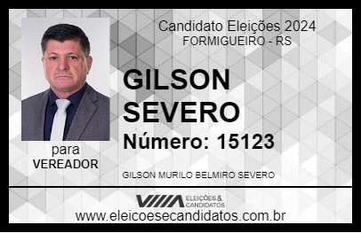 Candidato GILSON SEVERO 2024 - FORMIGUEIRO - Eleições