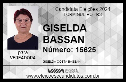 Candidato GISELDA BASSAN 2024 - FORMIGUEIRO - Eleições